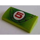 LEGO Lime Slope 2 x 4 Curved with '5' and Scales Sticker with Bottom Tubes (88930)