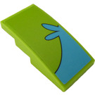 LEGO Lime Slope 2 x 4 Curved with Medium Azure Pattern on the Right Side Sticker (93606)