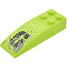 LEGO Lime Slope 2 x 6 Curved with "6" Left Sticker (44126)