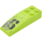 LEGO Lime Slope 2 x 6 Curved with "6" Right Sticker (44126)