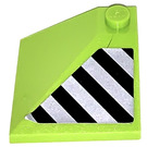 LEGO Lime Slope 3 x 3 (25°) Corner with Danger Stripes Right Sticker (3675)
