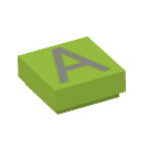 LEGO Lime Tile 1 x 1 with 'A' with Groove (11520 / 13406)
