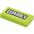 LEGO Limoen Tegel 1 x 2 met DARX Sticker met groef (3069)