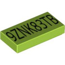 LEGO Lime Tile 1 x 2 with Exo Force Code with Groove (58624 / 58626)