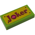 LEGO Limoen Tegel 1 x 2 met 'Joker' License Plaat Sticker met groef (3069)