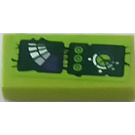 LEGO Lime Tile 1 x 2 with Lime Buttons and Gauge Sticker with Groove (3069)