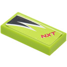 LEGO Lime Tile 1 x 2 with NXT Sticker with Groove (3069)