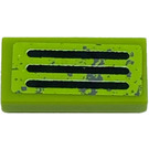 LEGO Lime Tile 1 x 2 with Three Worn Vent Stripes Sticker with Groove (3069)