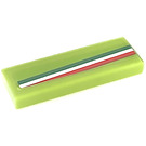 LEGO Lime Tile 1 x 3 with Falling Italien Colours Stripes Green-white-red right Sticker (63864)