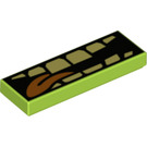 LEGO Lime Tile 1 x 3 with Mouth with Teeth and Tongue (39858 / 63864)