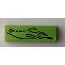 LEGO Lime Tile 1 x 3 with Power and flames left side Sticker (63864)