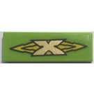 LEGO Lime Tile 1 x 3 with X Logo and Arrows Sticker (63864)