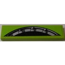 LEGO Lime Tile 1 x 4 with Black and Silver Semi Circle Sticker (2431)