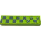 LEGO Lime Tile 1 x 4 with Damaged Gray Checkered (Left) Sticker (2431)