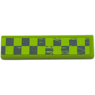 LEGO Lime Tile 1 x 4 with Damaged Gray Checkered (Right) Sticker (2431)