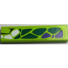 LEGO Lime Tile 1 x 4 with Dark Green, Dark Purple and White Scales Pattern Right Sticker (2431)