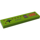 LEGO Lime Tile 1 x 4 with Gauges, Joystick, and Controls Sticker (2431 / 91143)