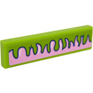 LEGO Lime Tile 1 x 4 with Pink Waves Sticker (2431)