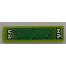 LEGO Lime Tile 1 x 4 with V8 on Both ends and Scales Sticker (2431)