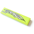 LEGO Lime Tile 1 x 4 with White Tribal (Left) Sticker (2431)