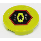 LEGO Lime Tile 2 x 2 Round with Alien Characters and Minifigure Silhouette Sticker with "X" Bottom (4150)