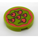 LEGO Lime Tile 2 x 2 Round with Coral Food Sticker with Bottom Stud Holder (14769)