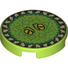 LEGO Lime Tile 2 x 2 Round with Green Scales, Yellow Eyes and Tan Teeth Ring with Bottom Stud Holder (14769 / 104417)