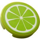 LEGO Lime Tile 2 x 2 Round with Lime Slice Sticker with "X" Bottom (14769)