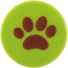 LEGO Lime Bricka 2 x 2 Runda med Paw Print med "X" botten (4150 / 95294)