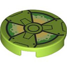 LEGO Lime Tile 2 x 2 Round with Radioactive Warning with Bottom Stud Holder (14769 / 101676)