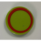 LEGO Lime Tile 2 x 2 Round with red circle Sticker with "X" Bottom (4150)