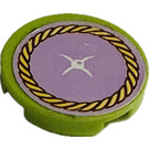 LEGO Lime Tile 2 x 2 Round with Rope Circle on Lavender Background Sticker with Bottom Stud Holder (14769)