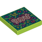 LEGO Lime Tile 2 x 2 with Butterflies Print with Groove (3068 / 75391)