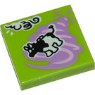 LEGO Lime Tile 2 x 2 with Cow Pattern with Groove (3068)