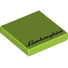 LEGO Lime Tile 2 x 2 with Lamborghini Logo with Groove (3068 / 68203)