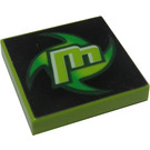 LEGO Lime Tile 2 x 2 with 'm' and Green Spirale with Groove (3068 / 45022)