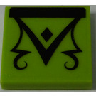 LEGO Lime Tile 2 x 2 with Triangle, Diamond and Scrollwork Sticker with Groove (3068)