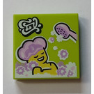 LEGO Lime Tile 2 x 2 with Woman in Bath with Groove (3068)