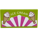 LEGO Lime Tile 2 x 4 with 'ICE CREAM' and Two Ice-Cream Cones Sticker (87079)