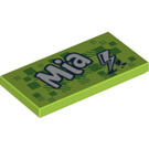LEGO Lime Tile 2 x 4 with 'Mia' and Lightning Bolt (45027 / 87079)