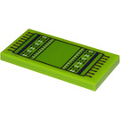 LEGO Lime Tile 2 x 4 with Rug with Fringe and Diamonds and Triangles Sticker (87079)
