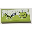 LEGO Lime Tile 2 x 4 with Spatula, Whisk and Apple Sticker (87079)