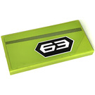 LEGO Lime Tile 2 x 4 with Stripe and 63 Right Sticker (87079)