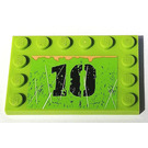 LEGO Lime Tile 4 x 6 with Studs on 3 Edges with '10', Rust and Scratches Sticker (6180)
