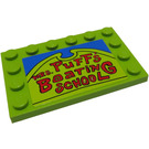 LEGO Lime Tile 4 x 6 with Studs on 3 Edges with "Mrs Puf's Boating School" Sticker (6180)