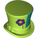 LEGO Lime Top Hat with Upturned Brim with Flowers (27149 / 38204)