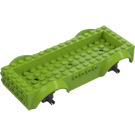 LEGO Lime Vehicle Base 8 x 16 x 2.5 with Dark Stone Gray Wheel Holders with 3 Holes (18937)