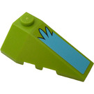 LEGO Lime Wedge 2 x 4 Triple Right with Medium Azure Pattern Sticker (43711)