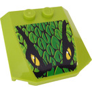 LEGO Lime Wedge 4 x 4 Curved with Scales and Yellow Eyes Sticker (45677)