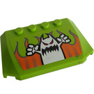 LEGO Lime Wedge 4 x 6 Curved with Angry White Monster and Orange Striped Flames Sticker (52031)